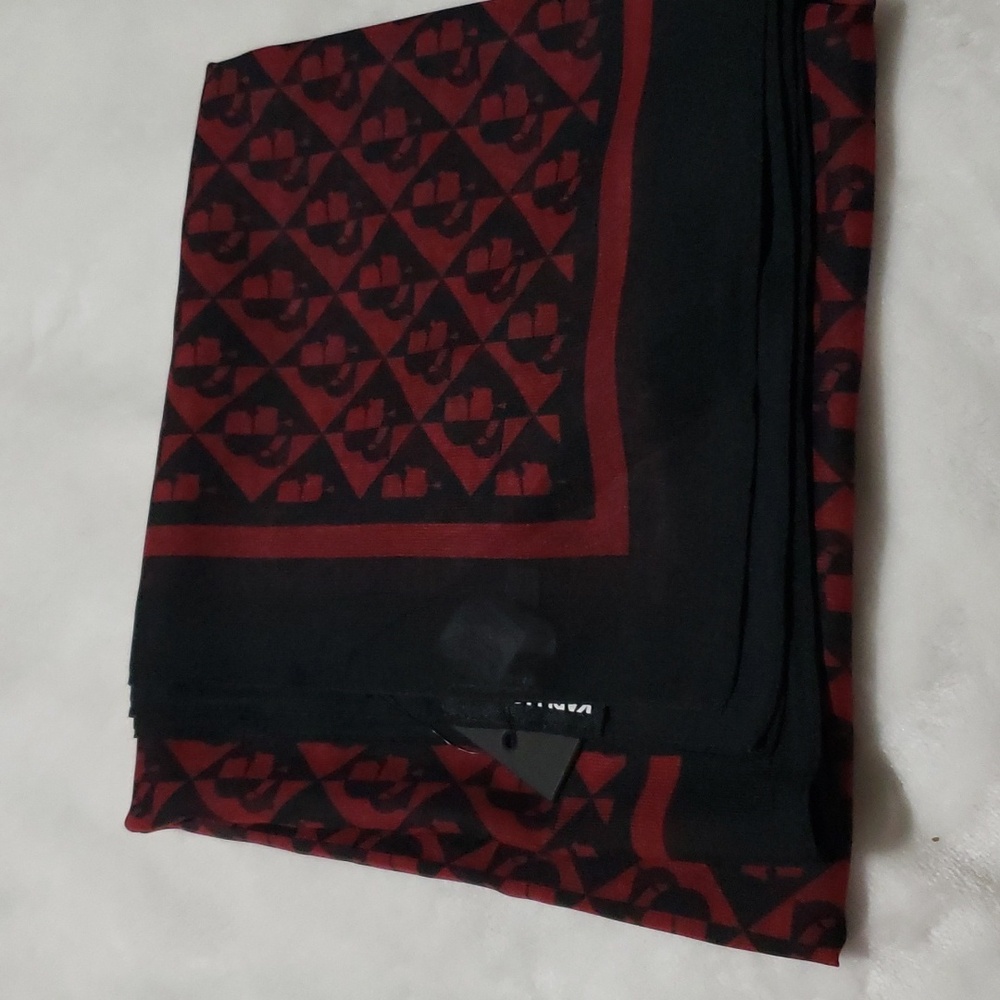 Karl Lagerfeld Paris Scarf 35"×35" (Black & Red)